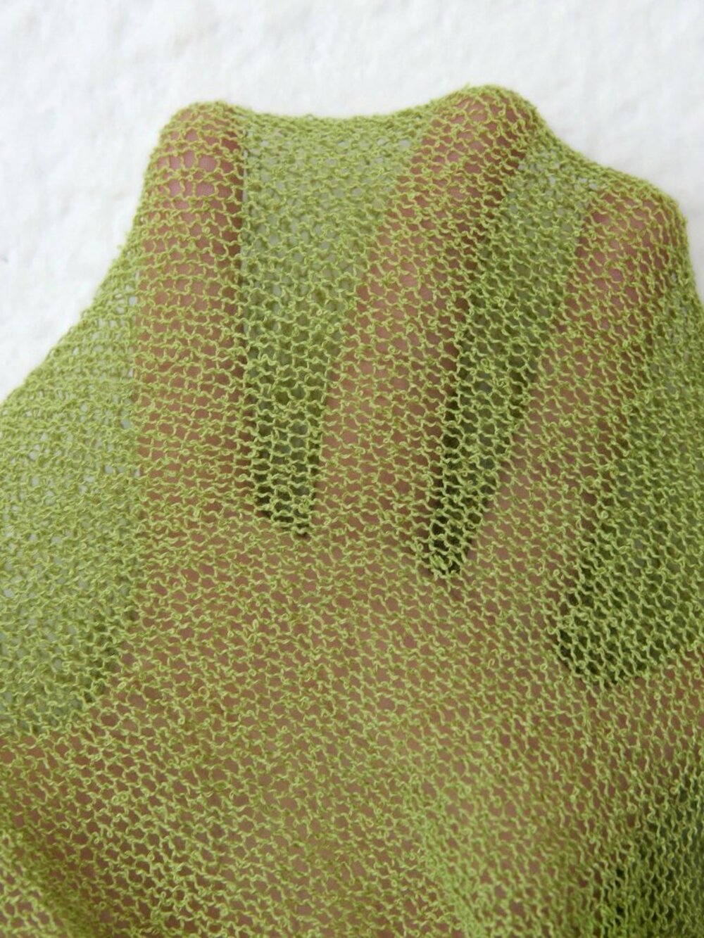 Green Casual Women's Plus Size Asymmetric Hem Design Poncho Style Knit Top - Picture 7 of 7